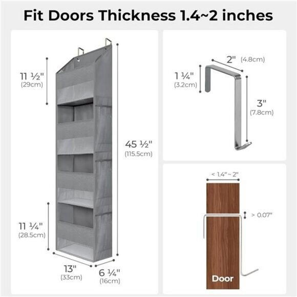 Over The Door Organizer 4 Shelf Hanging Storage with Pockets for Closet Room - Picture 3 of 7